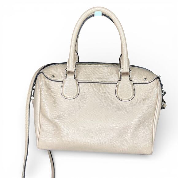 Coach Mini Bennett Satchel Crossgrain Leather in Nude 2-Way Handbag w/ Strap - Picture 3 of 9